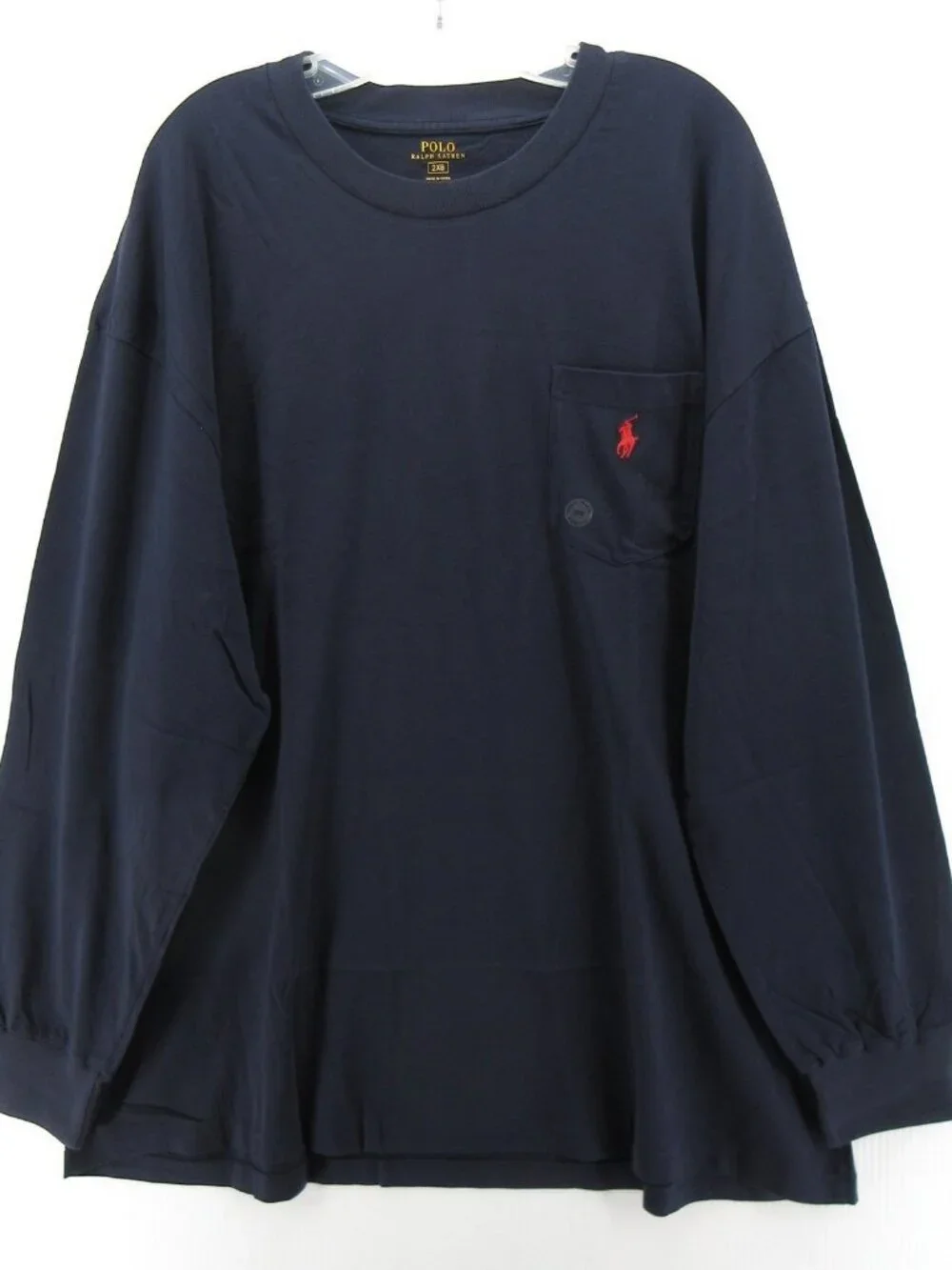Polo Ralph Lauren Shirt 2XB Big Navy Pullover Pony Tee Pocket Crewneck